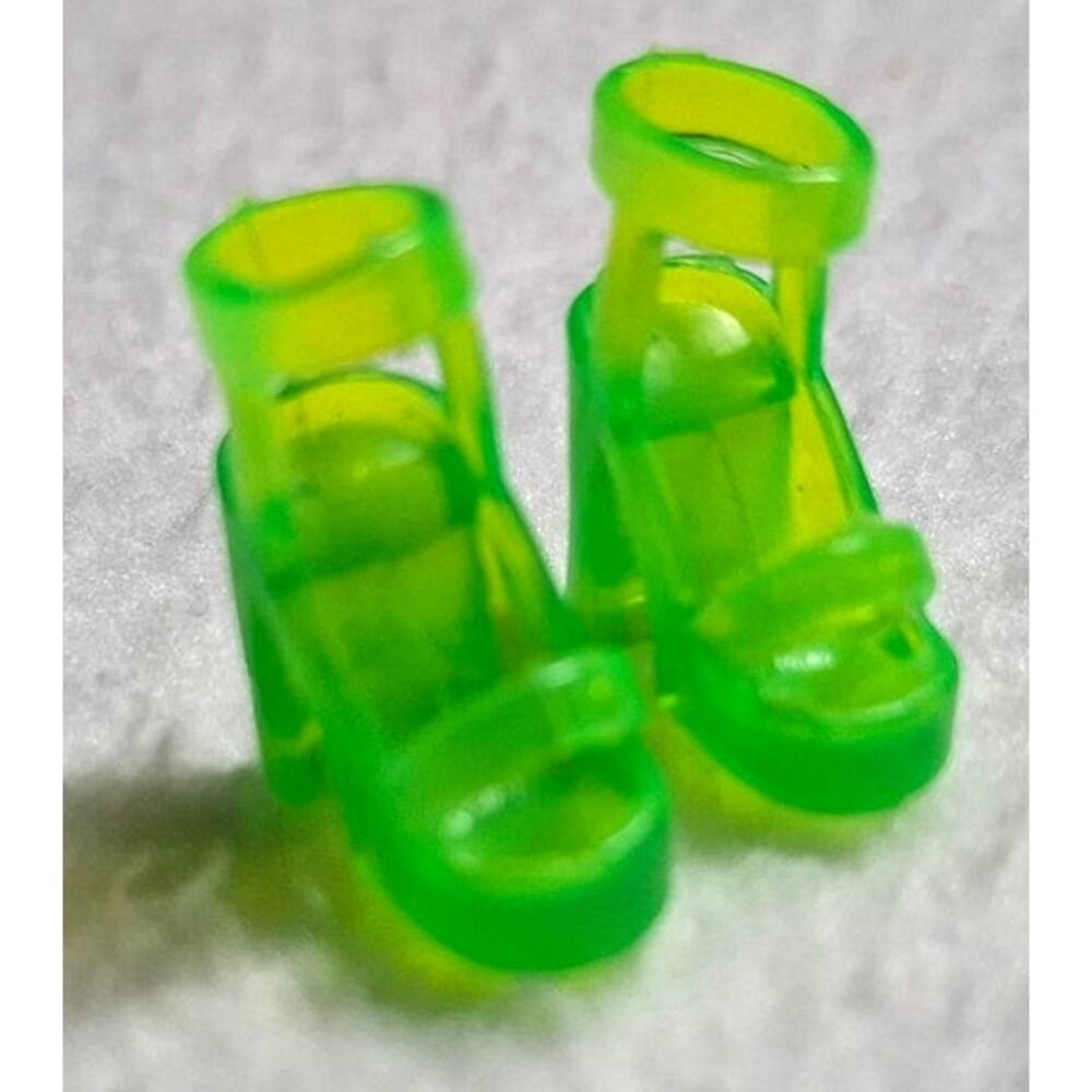 Lime Green Translucent Platform Doll Shoes Hard Plastic Barbie Size Strappy